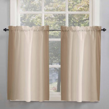 Khaki Brown Ombre Curtains 52x63 Inch Farmhouse Rod Pocket