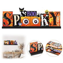 Halloween table decor pumpkin centerpiece wood sign witch
