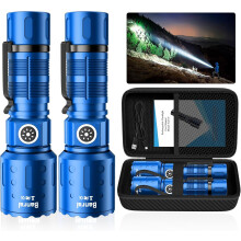 High-Lumen Rechargeable Flashlight, 6 Modes, Tactical LED, Waterproof Pocket Light for Home/Emergency – Compatible with 2x AAA (Blue)
