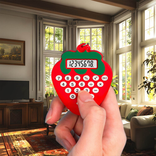 Mini calculator keychain with 8-digit LCD display