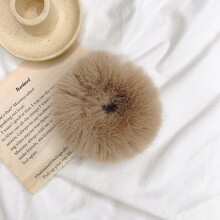 Scrunchies Faux Rabbit Fur Pom Pom 6 Pcs