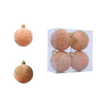 Velvet Christmas Balls Orange 2.36 Inch 4 PCS