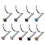 Stainless Steel Twisted Nose Studs 9 pcs 20g Multicolor 1