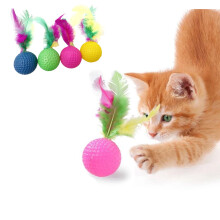 Cat Toys Golf Sponge Balls Feather Pom Pom 5-Pack