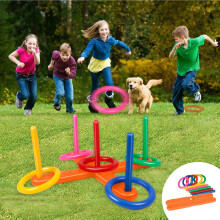 Ringwurfspiel-Set mit 5 Stäben und 5 Ringen