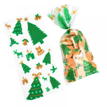 Christmas cellophane goody bags with ties 50 pcs
