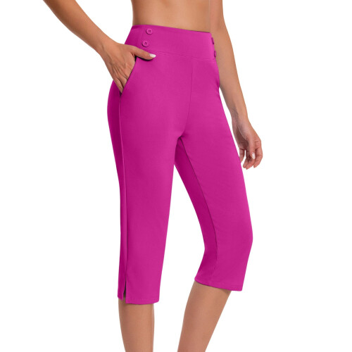 Γυναικείο Capris 7/8 με ψηλή μέση και τσέπες για έλεγχο της κοιλιάς