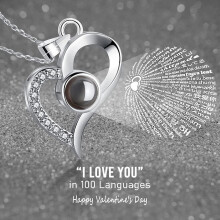 Collana con ciondolo a forma di cuore "Ti amo" con proiezione, per donna, 100