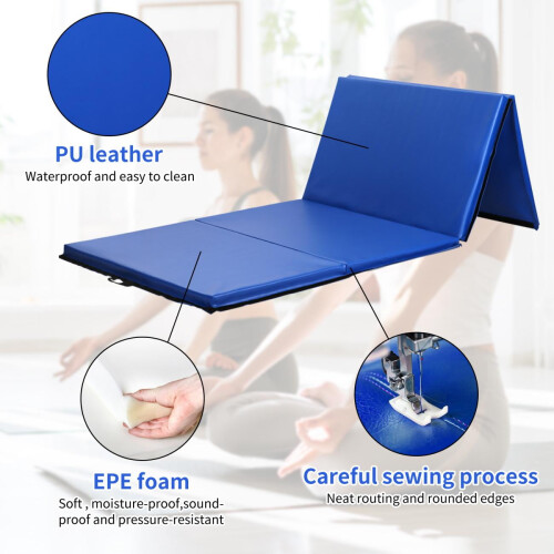 Folding Gymnastics Mat Blue 4 ft x 8 ft x 2 in 2