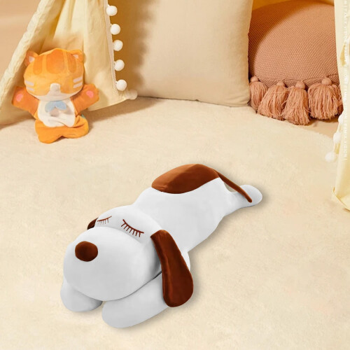 Chien en peluche blanc de 30 cm, lavable en machine