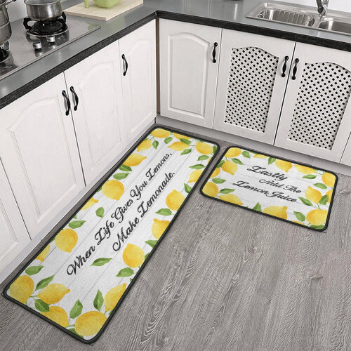 Lemon Kitchen Rug Set Non-Slip Waterproof 2 pcs 2