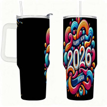 Isolerad tumbler i rostfritt stål med handtag och lock 20oz