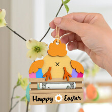 Easter money holder wooden gift card basket tag