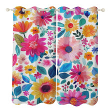 Rideaux occultants thermiques à œillets, motif aquarelle florale
