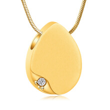 Collana con urna cineraria a forma di cuore satinato, unisex.