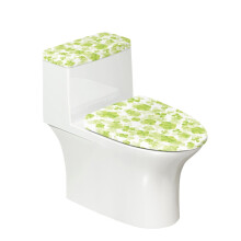 Ensemble de 2 couvre-abattants de toilette à motif trèfle, souples et élastiques.