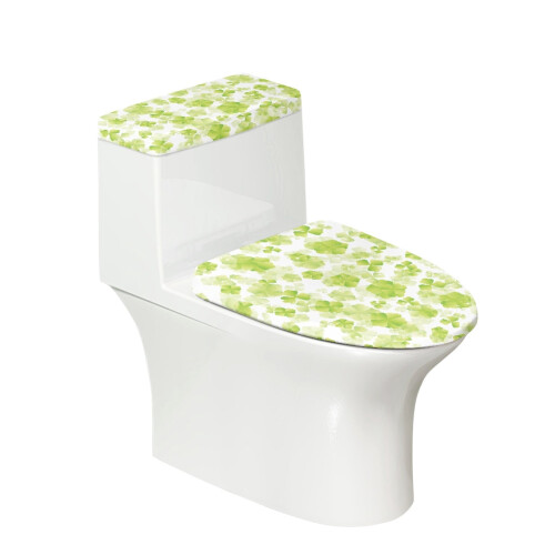 Ensemble de 2 couvre-abattants de toilette à motif trèfle, souples et élastiques.