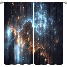Rideaux Nébuleuse Galaxie Ciel Étoilé Fantaisie 2 Panneaux 213 x 213 cm