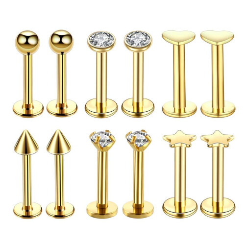 Καρφιά μπάρας Labret από ανοξείδωτο ατσάλι 12 τεμάχια