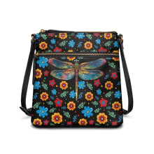 Vintage Dragonfly Daisy PU crossbody-taske til kvinder 1 stk.