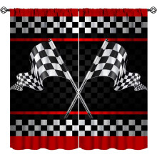 Rideaux occultants Ă motif de drapeau Ă carreaux abstrait pour voitures de course2