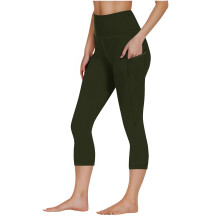 Női magas derekú leggings zsebekkel, katonai zöld, 2XL