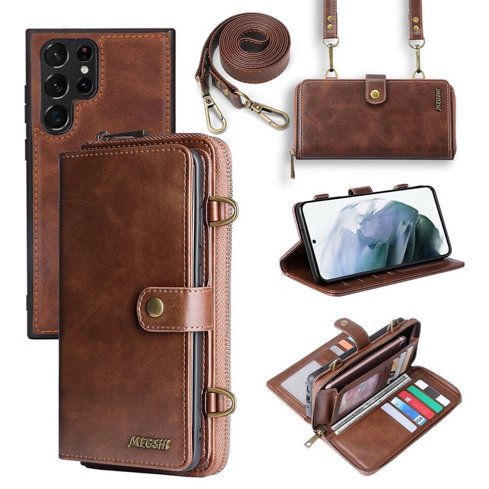 Leather Wallet Case For Samsung Galaxy S22 Ultra With 913466200726