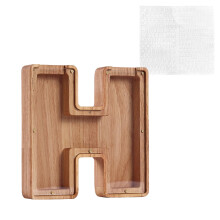 Spaarpot van hout met naamletter en acryl deksel (26 letters)