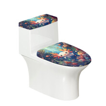 Ensemble de housses de siège de toilette en polyester à motif axolotl nageur