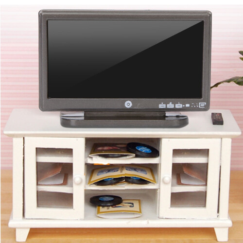 Miniature TV for Dollhouse 1:12 Scale with Remote Control