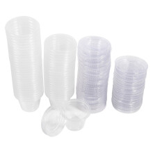 Gobelets à chutney transparents en plastique avec couvercle, 4 tailles, 50 pièces