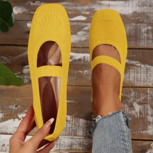 Women's Ballet Flats Slip-On Knit Walking Shoes Low Wedge