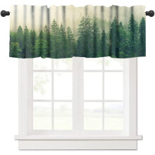 Rideaux à motifs de forêt, aquarelle, nature, vert, brumeux, arbre