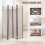 Fabric Room Divider 4-Panel Tan Freestanding Folding Screen 3
