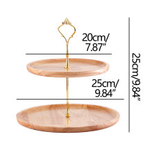 Houten fruit- en gebakschaal beige, dubbellaags
