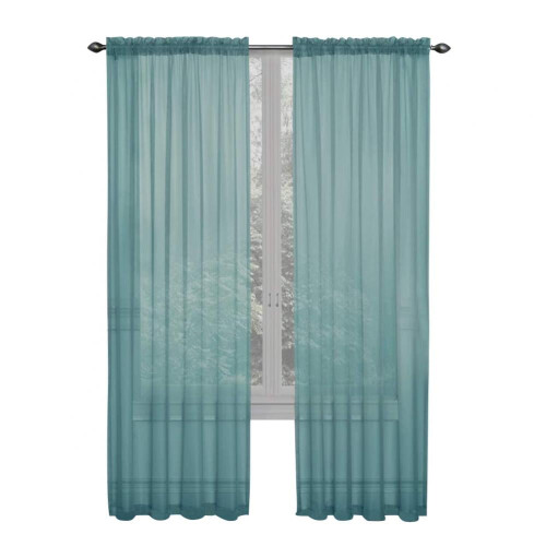 Elegant Solid Sheer Window Curtains 2-Piece 78x40 Green