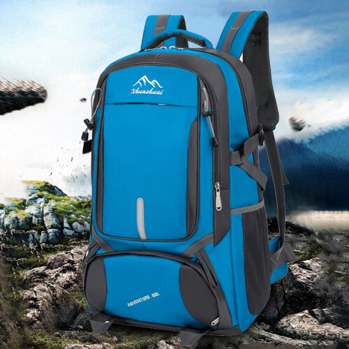 60L Camping Hiking Backpack Blue