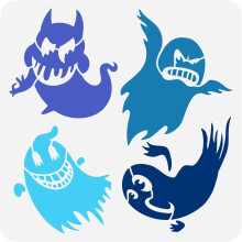 Ghost Stencil Plastic 11.8 x 11.8 Inch 4 Styles