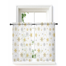 Rideaux voilages flocons de neige jaunes et blancs 52 x 54 po à œillets 2