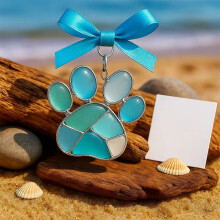 Handmade Sea Glass Ornaments Coastal Metal Pendants 3