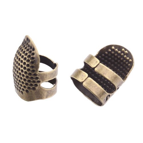 Sewing thimble ring adjustable manual protection thumb