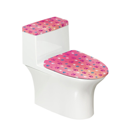 Toilettenschutzbezug mit elastischem Rand und Pfotenabdruckmuster