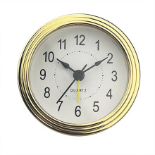 Snooze Alarm Clock Insert Round Gold Trim Arabic Numerals 3