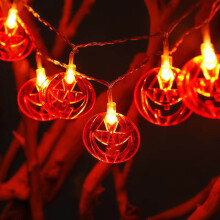 Luzes de Halloween em cordão, 3 metros (9,84 pés), 20 LEDs, alimentadas por bateria.