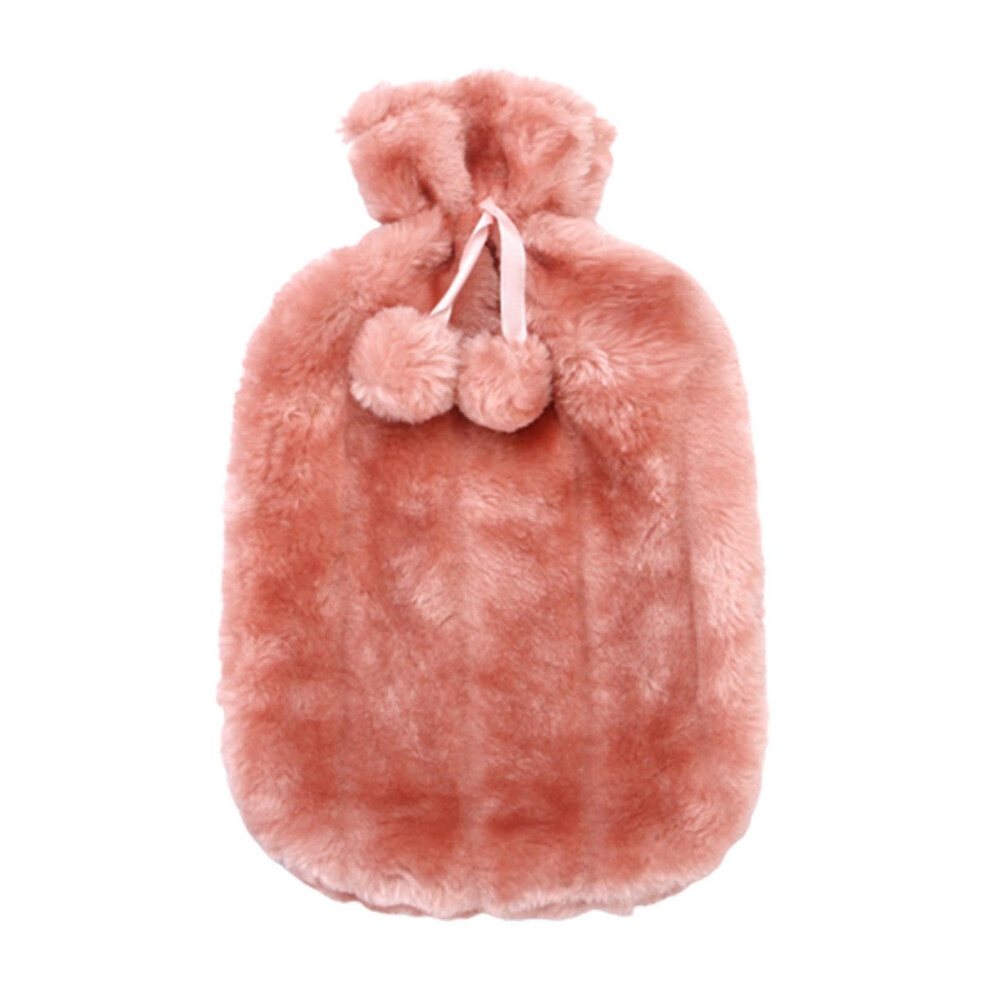 Hot Water Bottle with Faux Fleece Cover for Pain Relief