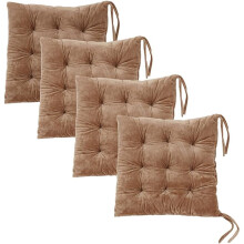 Square Dining Chair Cushions with Ties Khaki 4-Pack