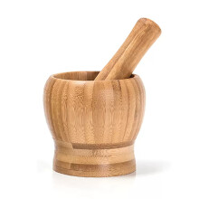Mortier et pilon en bambou pour ail, gingembre et épices