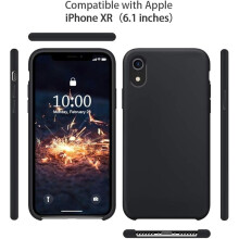 iPhone XR silikonskal svart flytande mjukt mikrofiberfoder