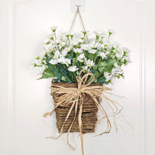 Anneau décoratif pour porte, panier de fleurs de marguerite printanières