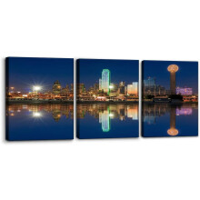 Dallas Cityscape Canvas Art Prints Set of 3 12x16 inches